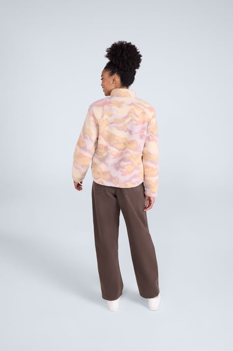 'Hennie' Women's Printed Borg Jacket with Pockets Warm Everyday Coat Pink - Image 6