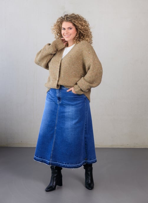 YEST CURVE Ginny Cardigans - Soft Taupe/Melange - Image 1