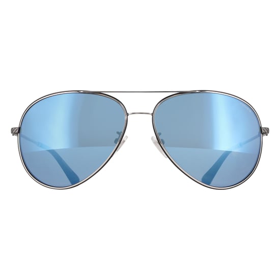 Police Aviator Mens Shiny Palladium with Semi-Shiny Black Blue Mirror SPLL11 Octane 8 - Image 1