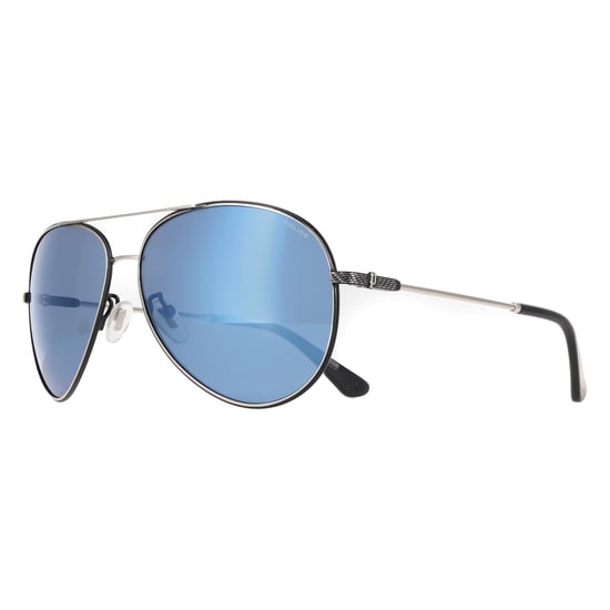 Police Aviator Mens Shiny Palladium with Semi-Shiny Black Blue Mirror SPLL11 Octane 8 - Image 2