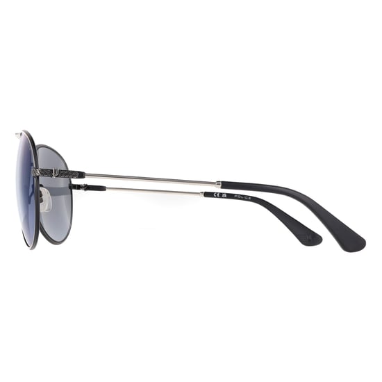 Police Aviator Mens Shiny Palladium with Semi-Shiny Black Blue Mirror SPLL11 Octane 8 - Image 3