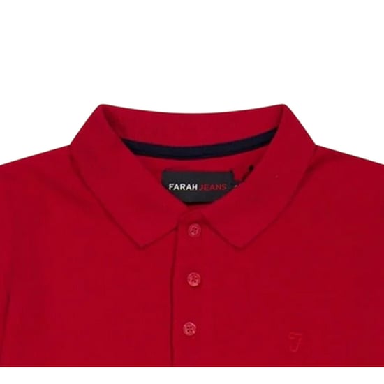 Farah Bugsworth-poloshirt met korte mouwen en borduursel voor jongens (Donkerrood) - Image 3