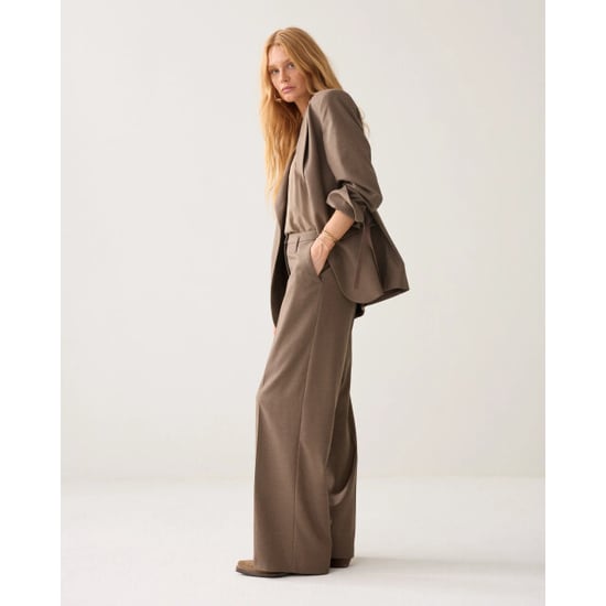 Summum 4s3047-12481 742 trousers wide leg twill melange taupe - Image 1