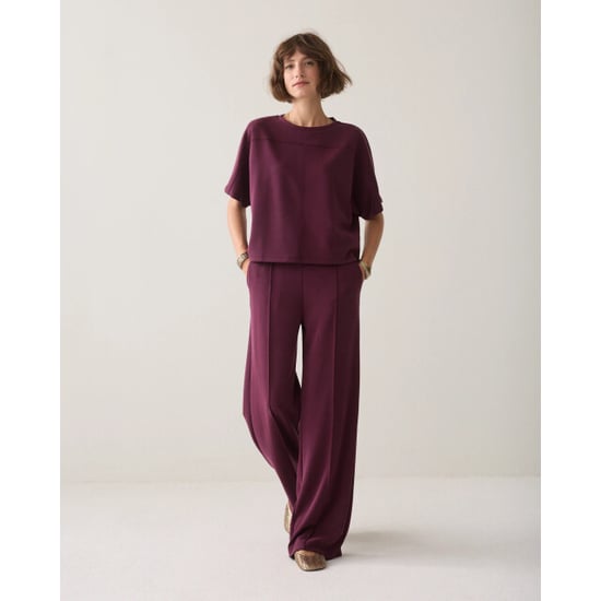Summum 4s3019-30606 335 wide leg pant soft scuba dark burgundy - Image 1
