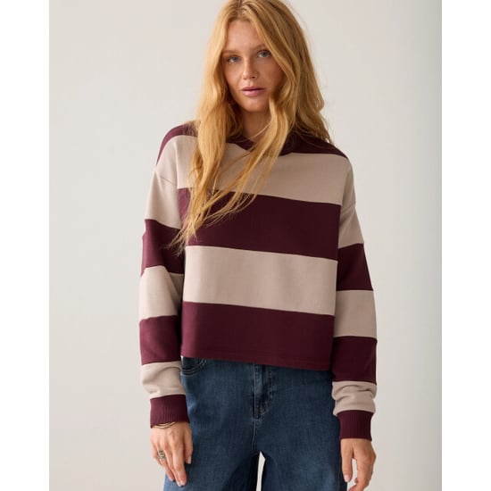Summum 3s5336-30805 335 big stripe boxy sweatshirt dark burgundy - Image 1