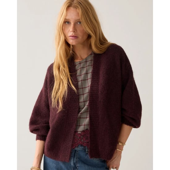 Summum 7s5844-7997 335 puff sleeve cardigan cozy melange knit dark burgundy - Image 1