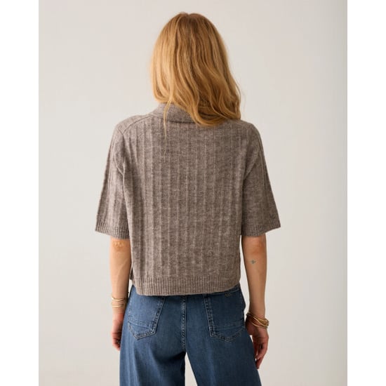 Summum 7s8019-70088 742 short cardigan soft melange knit taupe - Image 3