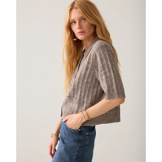 Summum 7s8019-70088 742 short cardigan soft melange knit taupe - Image 4