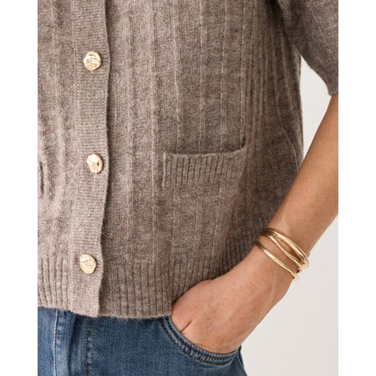 Summum 7s8019-70088 742 short cardigan soft melange knit taupe - Image 5
