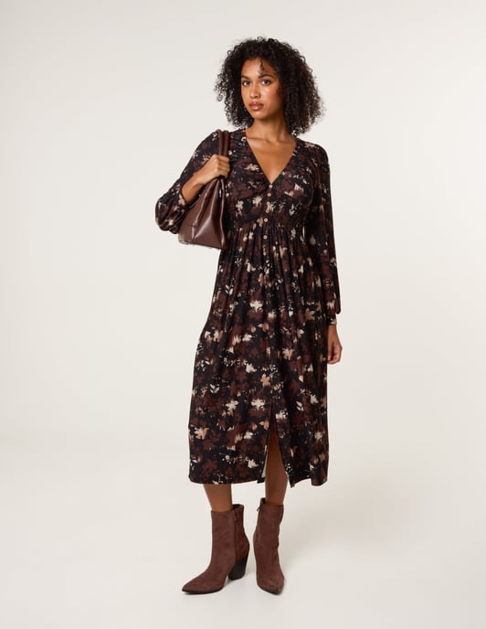 Button Front Midi Dress - Image 1