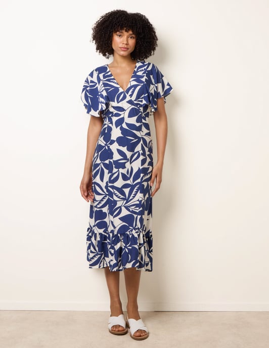 Printed V Neck Dress - Image 3