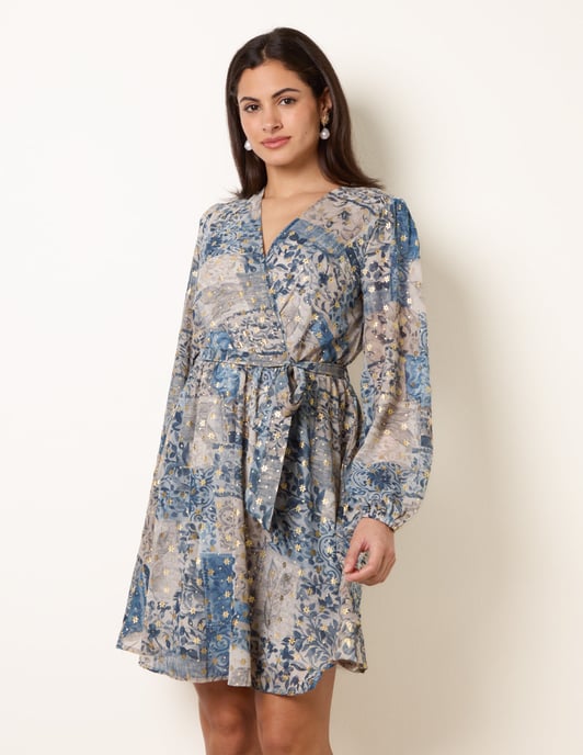 Foil Patchwork Mini Dress - Image 1