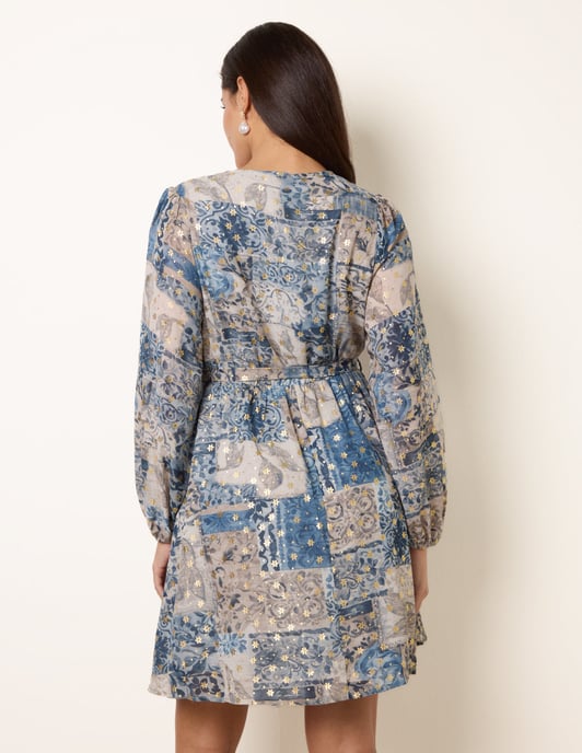 Foil Patchwork Mini Dress - Image 4