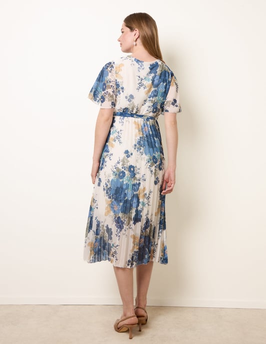 Crossover Pleated Print Dress - Image 4