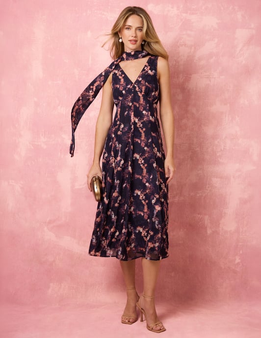 Luxe Tie V Neck Sleeveless Dress - Image 1