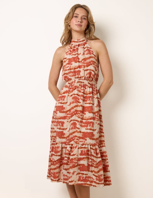 Blurred Tiered Halter Neck Midi Dress - Image 3