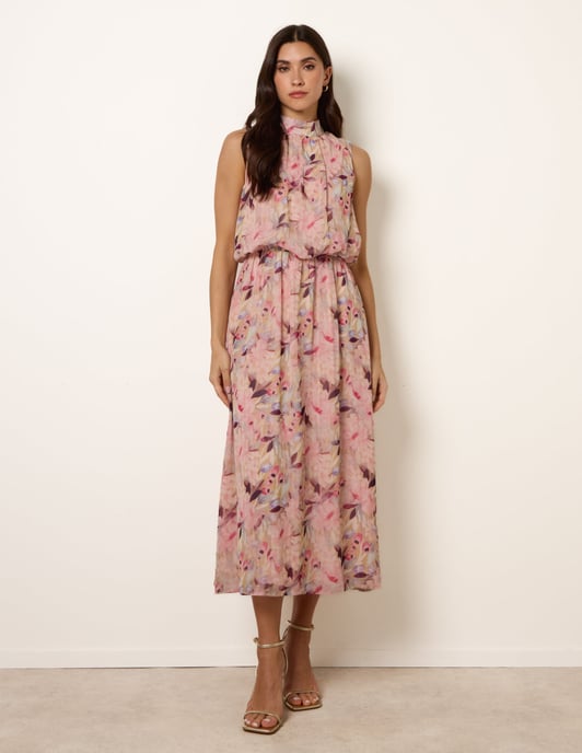 Watercolour Printed Sleeveless Midi Dress - Image 3
