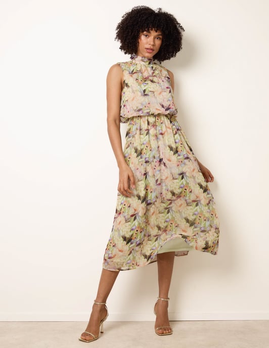 Watercolour Printed Sleeveless Midi Dress - Image 2