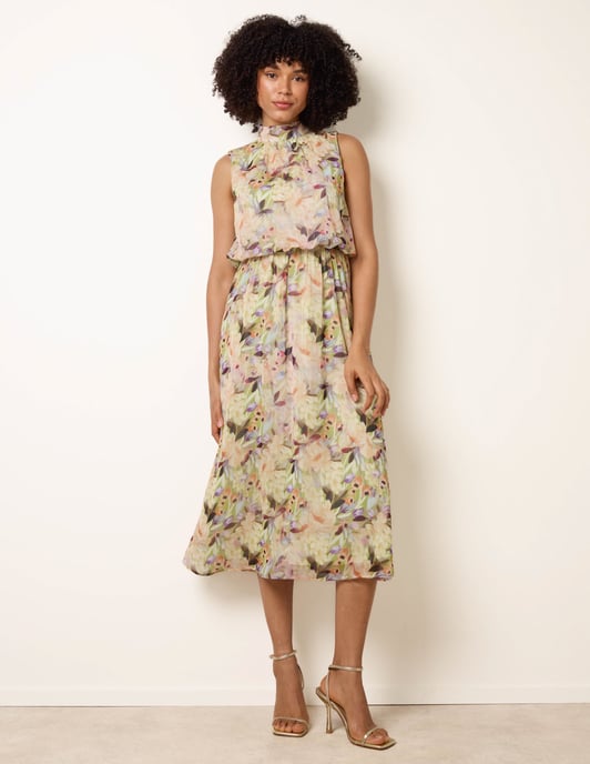 Watercolour Printed Sleeveless Midi Dress - Image 4