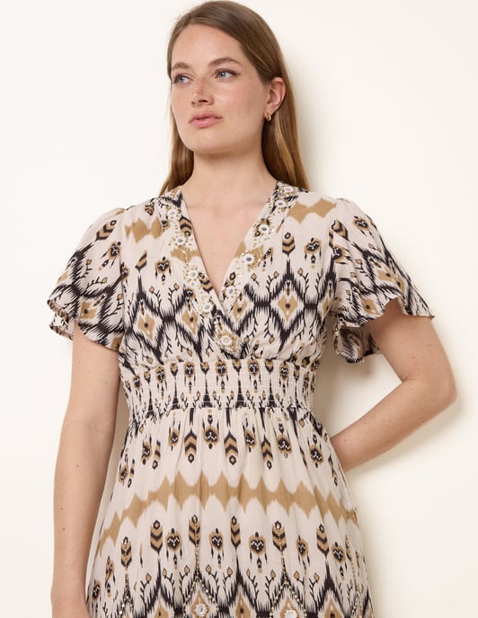 Embroidered Wrap Front Midi Dress - Image 2