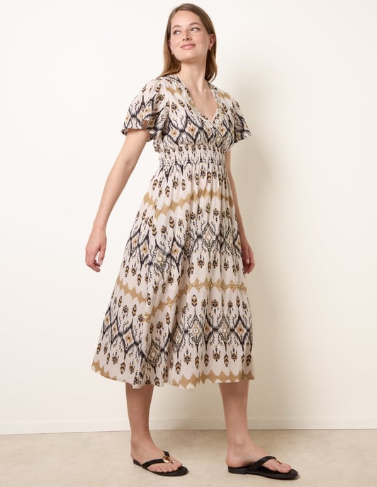Embroidered Wrap Front Midi Dress - Image 3