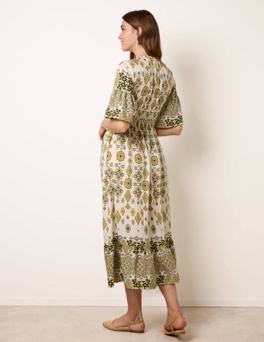 V Neck Border Print Dress - Image 4