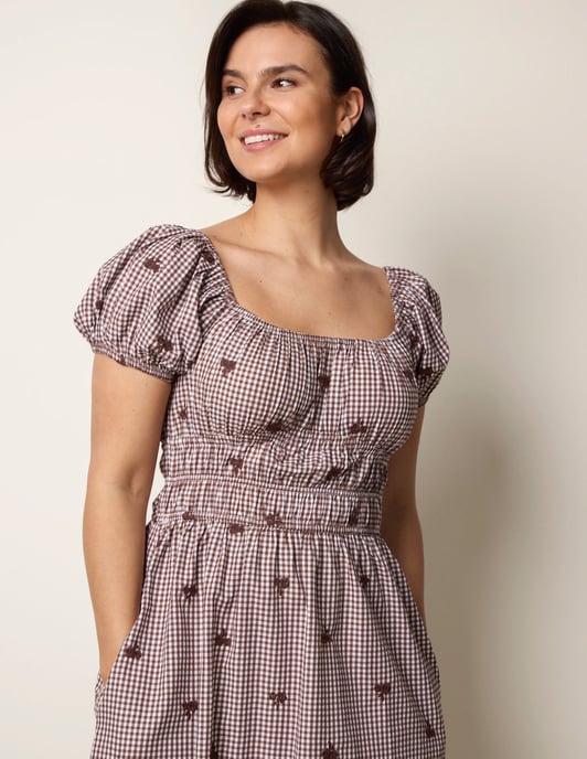 Gingham Milkmaid Midi Dress - Image 2