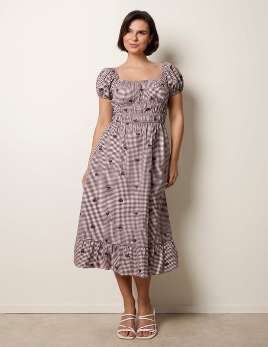 Gingham Milkmaid Midi Dress - Image 3