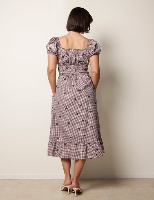 Gingham Milkmaid Midi Dress - Image 4
