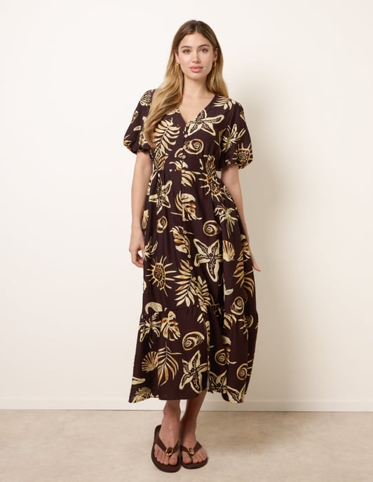 Tropical Button Through Midi Dress - Image 3