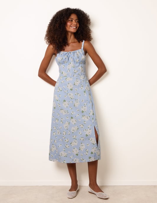 Midi Milkmaid Floral Dress - Image 1