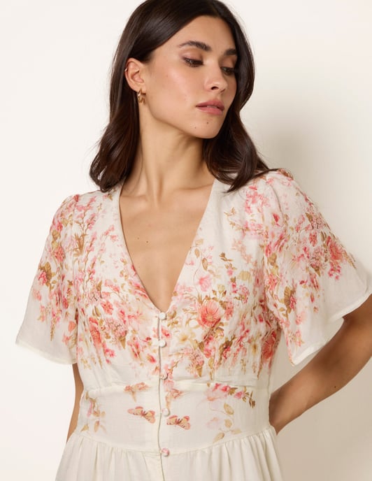Floral Print Button Front Maxi Dress - Image 2