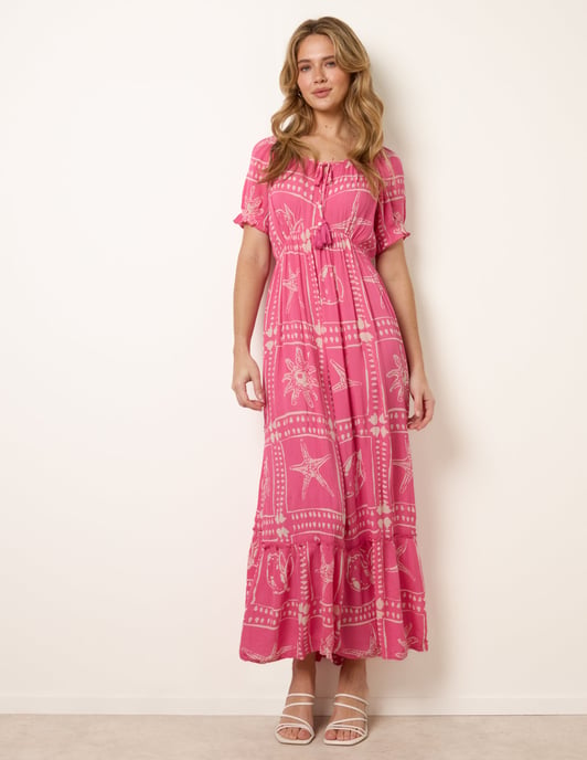 Starfish Print Tie Front Maxi Dress - Image 1