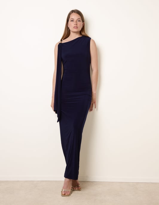 Drape Brooch Detailing Ruched Maxi Dress - Image 3