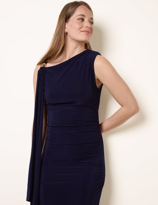 Drape Brooch Detailing Ruched Maxi Dress - Image 4