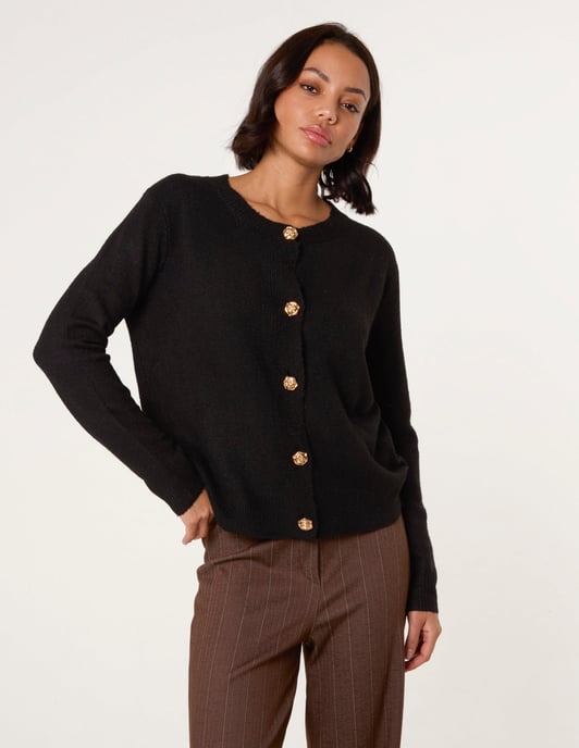 Gold Flower Buttons Cardigan - Image 1