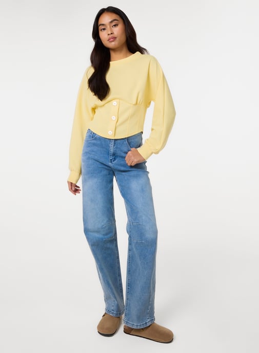 Button Front Corset Sweatshirt - Image 2