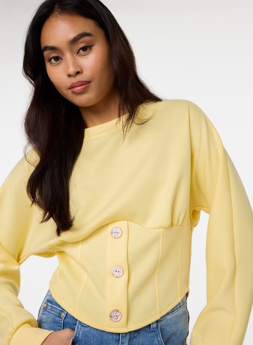 Button Front Corset Sweatshirt - Image 3