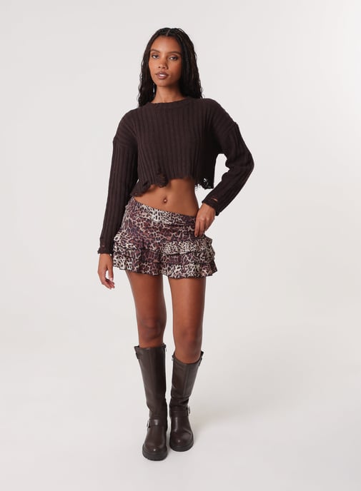 Distressed Crop Knit Jumper - Image 3