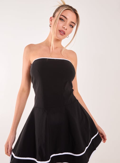 Bandeau Contrast Binding Mini Dress - Image 2