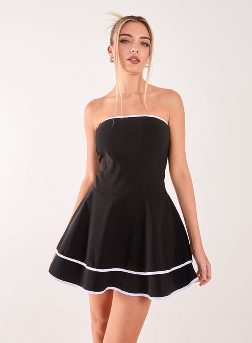 Bandeau Contrast Binding Mini Dress - Image 3