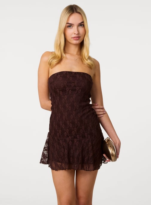 Asym Lace Bandeau Dress - Image 1