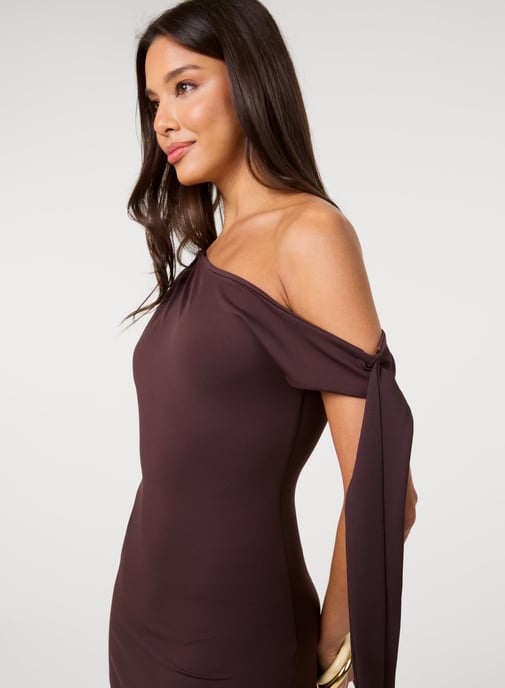Soft Cotton Asymmetric Tie Sleeve Dress - Image 3