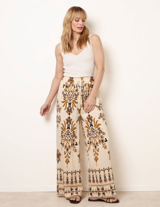 Drawstring Waist Wide Leg Pants - Image 1