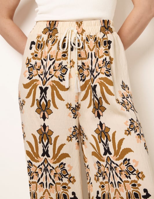 Drawstring Waist Wide Leg Pants - Image 3