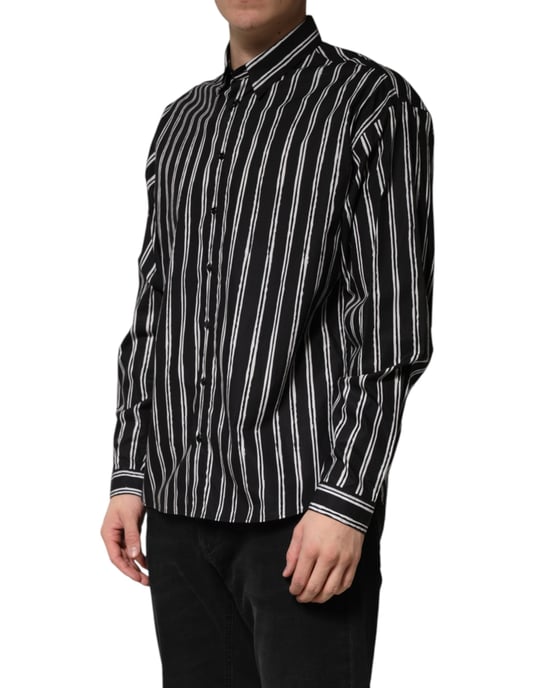 Dolce & Gabbana Zwarte Strepen Katoenen Heren Formele Overhemden - Image 3