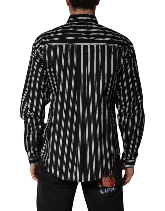 Dolce & Gabbana Zwarte Strepen Katoenen Heren Formele Overhemden - Image 4