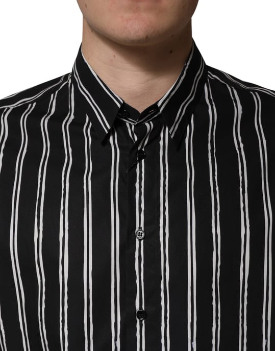 Dolce & Gabbana Zwarte Strepen Katoenen Heren Formele Overhemden - Image 5