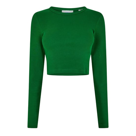 JJXX Feline Slim T-shirt met lange mouwen en cropped pasvorm voor dames (Tuin groen) - Image 2