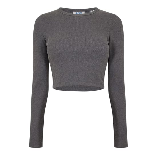 JJXX Feline Slim T-shirt met lange mouwen en cropped pasvorm voor dames (Donkergrijs Melange) - Image 2